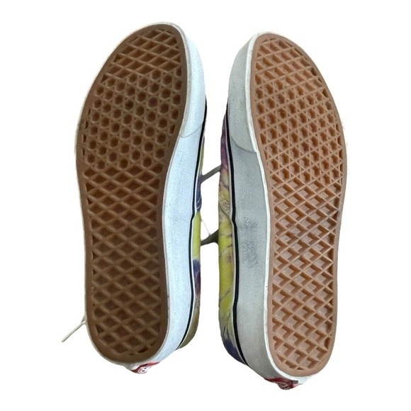 VANS AUTHENTIC WASHED YELLOW PURPLE , TIE DYE TRUE WHITE SNEAKER SHOES M5 W6.5 - Picture 2 of 8